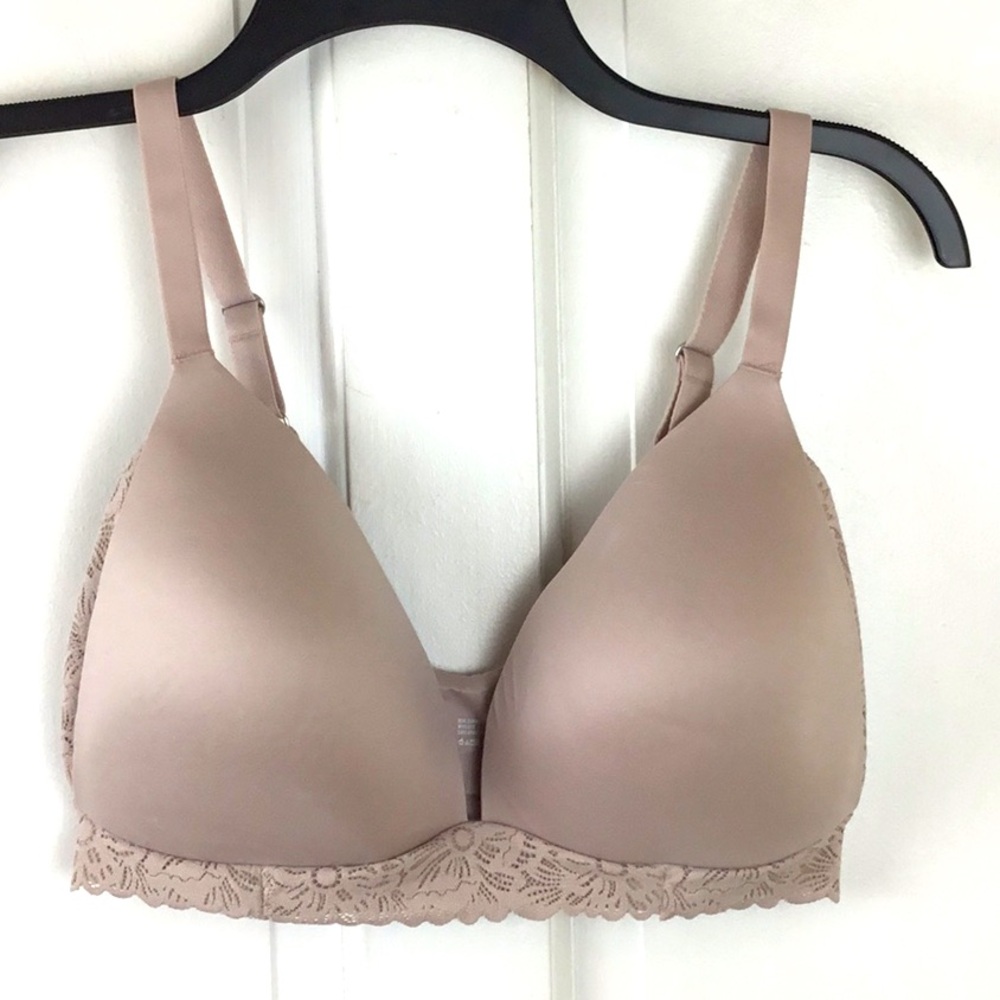 Aerie Sunnie Wireless Beige Floral Lace Bra Lined Padded